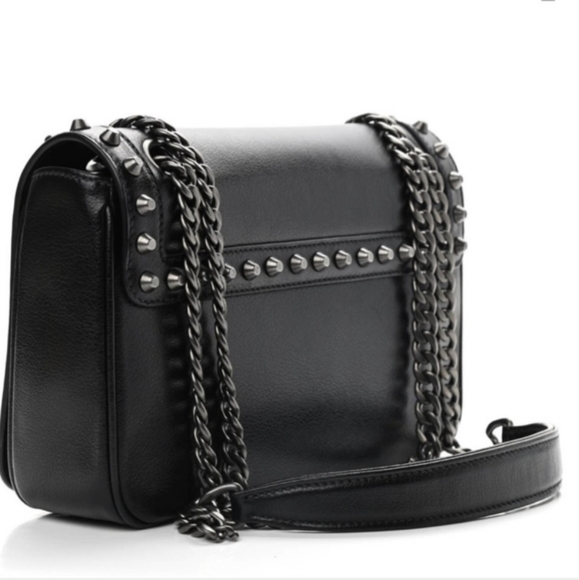 PRADA Glace Calfskin Studded Crossbody in Black - Picture 6 of 8